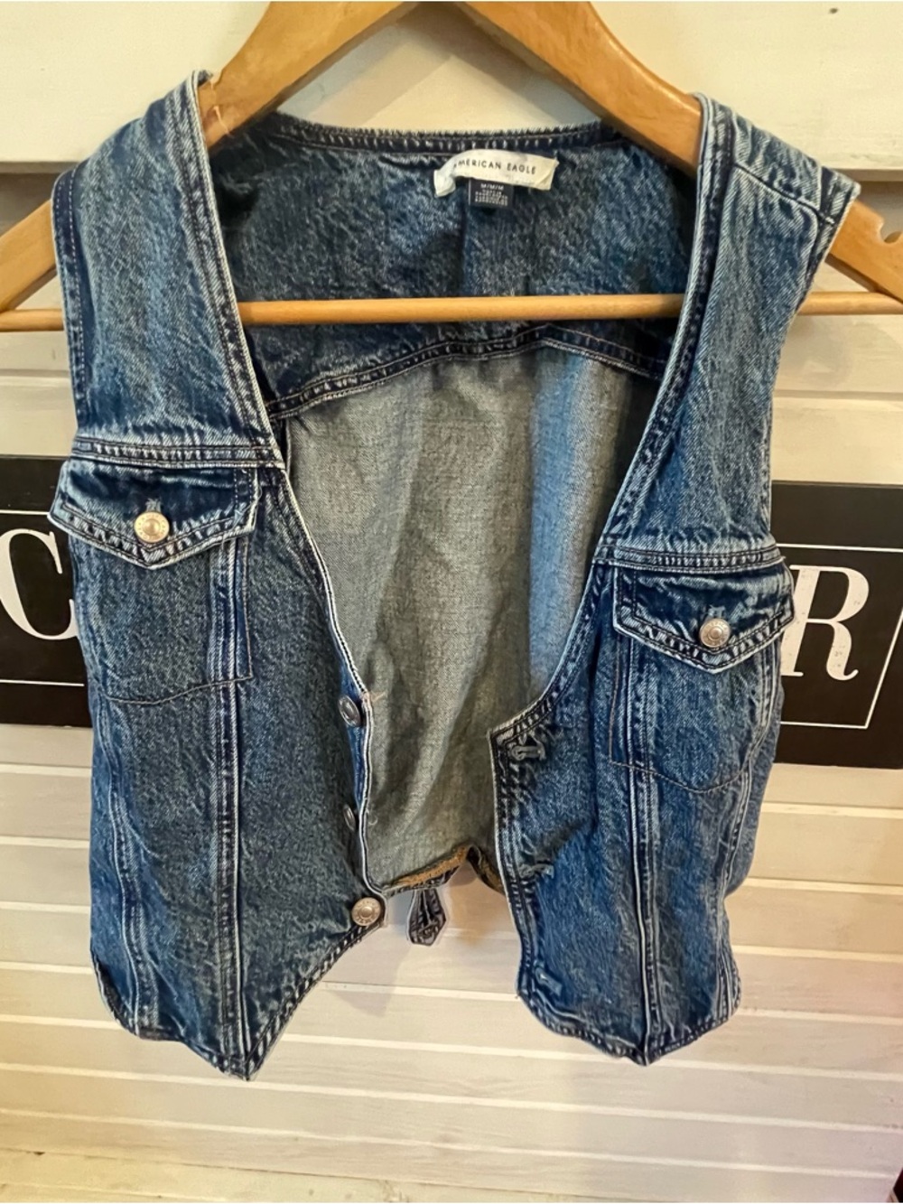 American Eagle Outfitters Blue Denim Vest